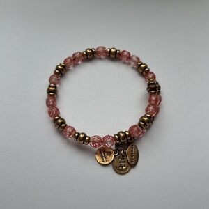 🟨Alex & Ani Gold & Pink Memory Wire Bracelet Infused W/Their “Energy Technology”